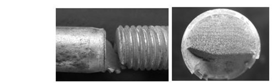 六角頭螺栓疲勞斷裂斷口形貌， 彩鋅螺栓疲勞斷裂斷口形貌