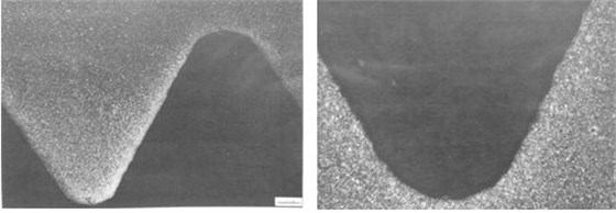 圖11-150 斷裂螺栓牙側(cè)金相組織圖11-151 斷裂螺栓牙底金相組織