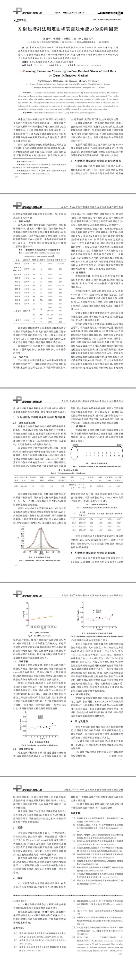 X射線衍射法測定圓棒表面殘余應力的影響因素