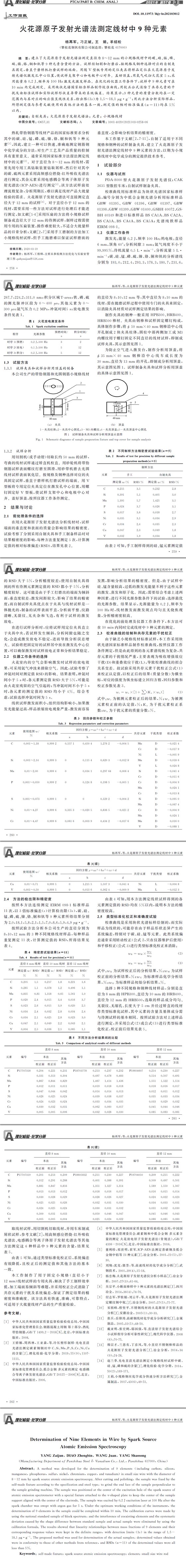 火花源原子發(fā)射光譜法測定線材中9種元素