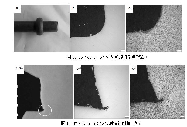 圖15-37（a、b、c）安裝后焊釘?shù)菇切蚊? /> 
</p>
<p style=