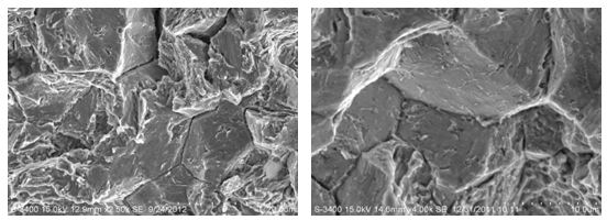 圖10-2 氫脆斷裂斷口形貌 圖10-3 氫脆斷裂斷口形貌