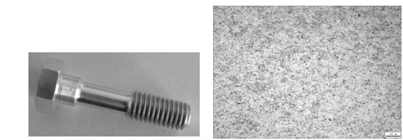 圖6-62 螺栓形貌實物形貌 圖6-63 7075螺栓半成品未熱處理金相組織